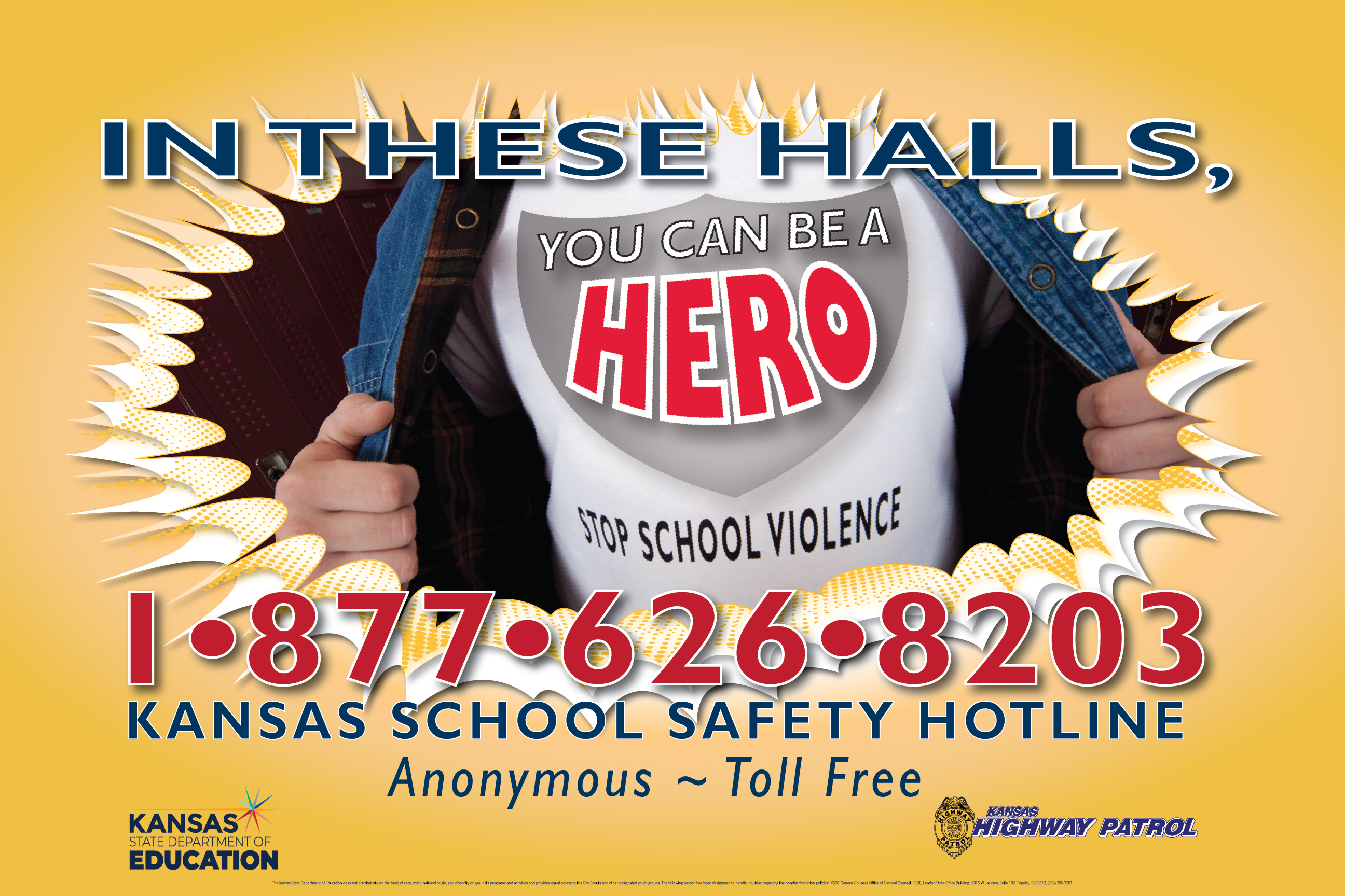 In these halls, Kansas School Safety Hotline Poster image